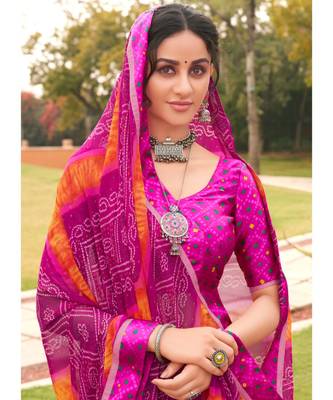 multicolor printed Georgette saree with blouse 2