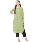 women's green / pista color pure cotton dobby casual wear kurti