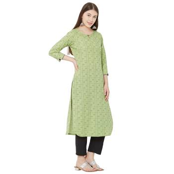 women's green / pista color pure cotton dobby casual wear kurti 2