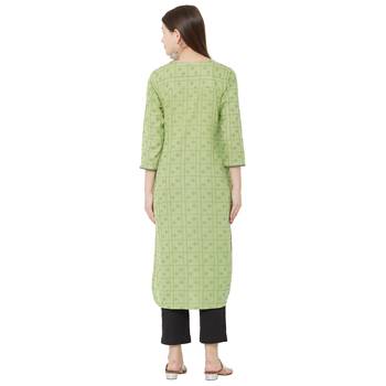 women's green / pista color pure cotton dobby casual wear kurti 4