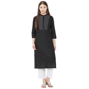 women's pure cotton black casual wear kurti 1