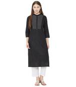 women's pure cotton black casual wear kurti