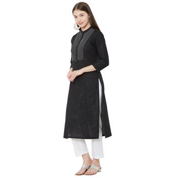 women's pure cotton black casual wear kurti 3