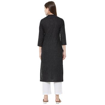 women's pure cotton black casual wear kurti 4