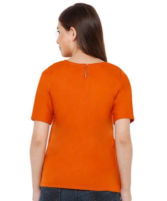 Women's Mustard Synthetic Crepe plain regular fit top 2