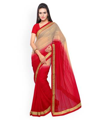 Multi Colour Chiffon Designer Saree with unstitched blouse 1