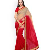 Multi Colour Chiffon Designer Saree with unstitched blouse