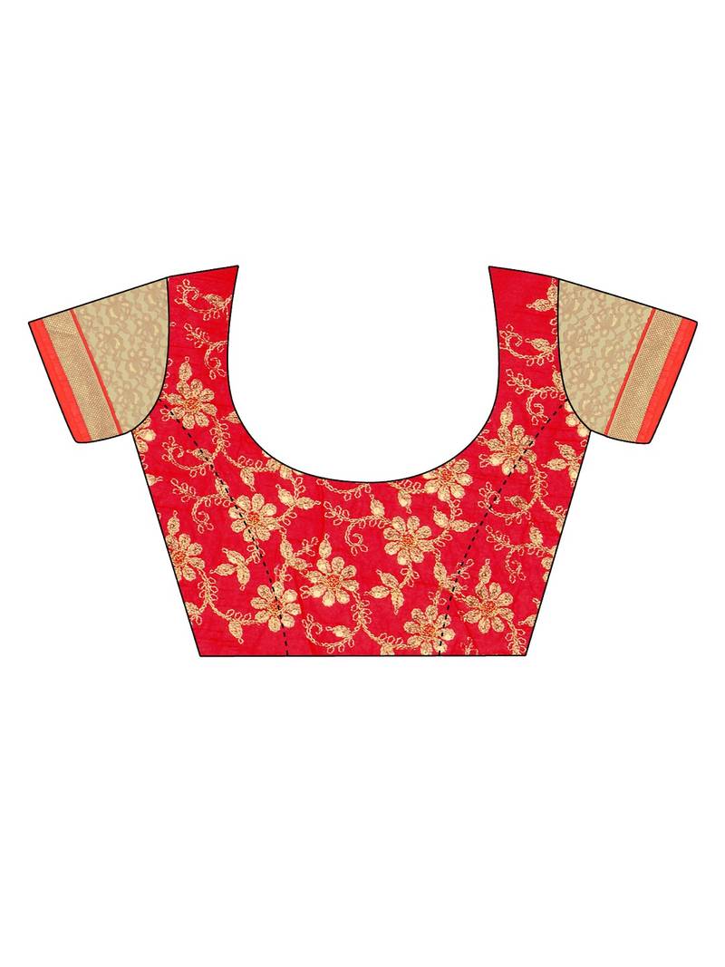 Multi Colour Chiffon Designer Saree with unstitched blouse