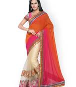 Orange Colour Georgette and Net Designer Saree with unstitched blouse