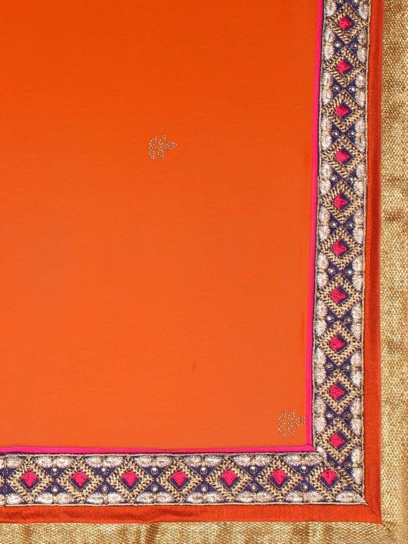 Orange Colour Georgette and Net Designer Saree with unstitched blouse