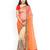 Peach Colour Chiffon Designer Saree with unstitched blouse