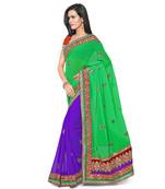 Green Colour Pure Georgette Designer Saree with unstitched blouse