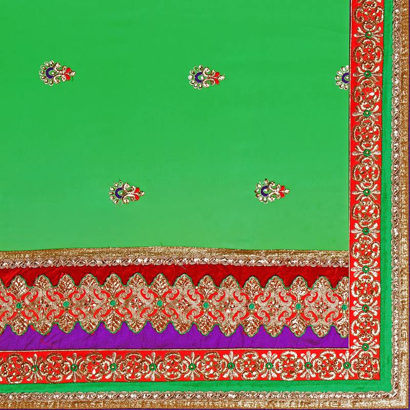 Green Colour Pure Georgette Designer Saree with unstitched blouse