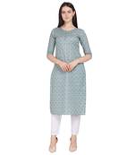 Grey printed cotton ethnic-kurtis