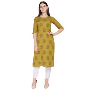 Mustard printed cotton ethnic-kurtis 1