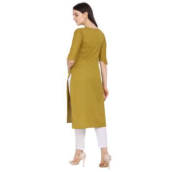 Mustard printed cotton ethnic-kurtis 3