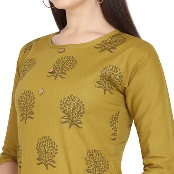 Mustard printed cotton ethnic-kurtis 4