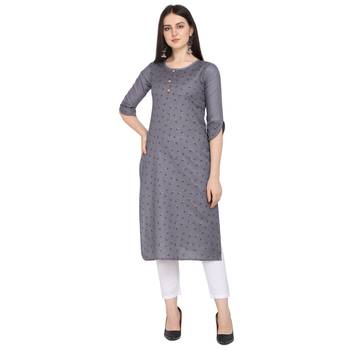 Charcoal printed cotton ethnic-kurtis 1