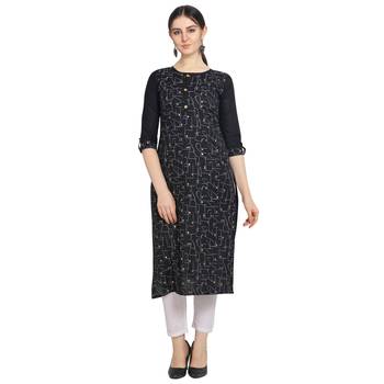 Black printed cotton ethnic-kurtis 1