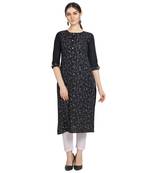 Black printed cotton ethnic-kurtis