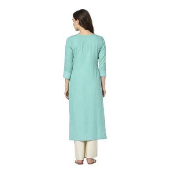 Light-blue printed cotton ethnic-kurtis 4