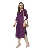 Purple woven jacquard diwali-kurtis