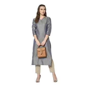 Grey woven jacquard diwali-kurtis 2