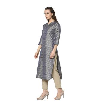 Grey woven jacquard diwali-kurtis 3
