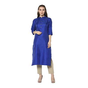 Blue woven jacquard diwali-kurtis 2