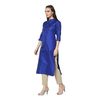 Blue woven jacquard diwali-kurtis 3