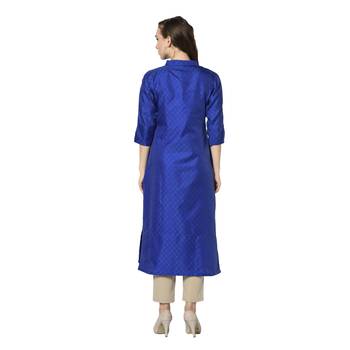 Blue woven jacquard diwali-kurtis 4
