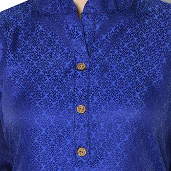 Blue woven jacquard diwali-kurtis 5
