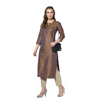 Brown woven jacquard diwali-kurtis 1