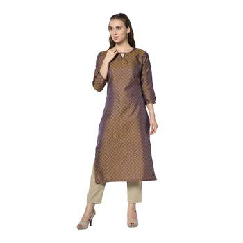 Brown woven jacquard diwali-kurtis 2