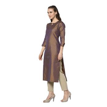 Brown woven jacquard diwali-kurtis 3