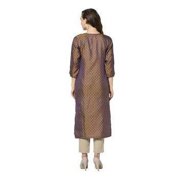 Brown woven jacquard diwali-kurtis 4