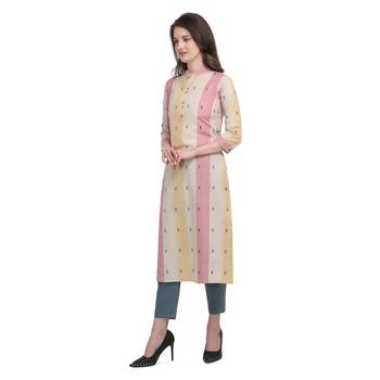 Beige printed cotton ethnic-kurtis 2