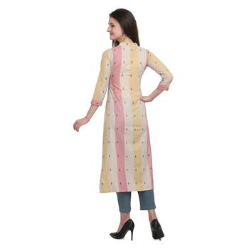 Beige printed cotton ethnic-kurtis 3