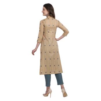 Beige printed cotton ethnic-kurtis 3