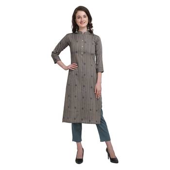 Charcoal printed cotton ethnic-kurtis 1