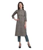 Charcoal printed cotton ethnic-kurtis