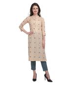 Cream printed cotton ethnic-kurtis