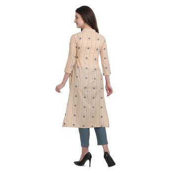 Cream printed cotton ethnic-kurtis 3