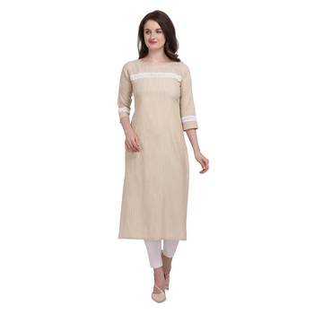 Beige printed cotton ethnic-kurtis 1