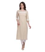 Beige printed cotton ethnic-kurtis