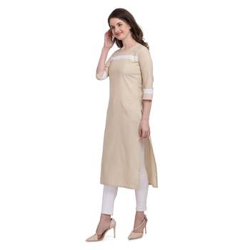Beige printed cotton ethnic-kurtis 2