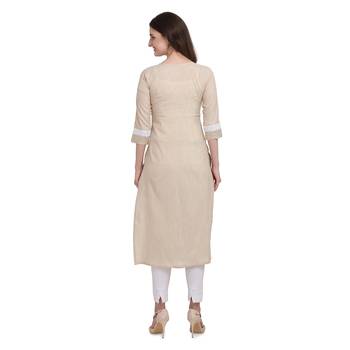 Beige printed cotton ethnic-kurtis 3
