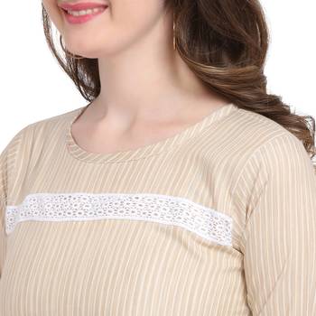 Beige printed cotton ethnic-kurtis 4