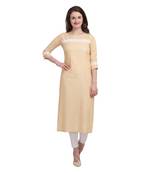 Yellow printed cotton ethnic-kurtis