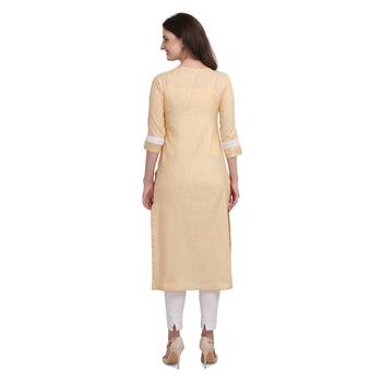 Yellow printed cotton ethnic-kurtis 3